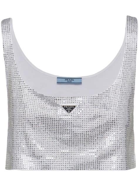 prada rhinestone crop top|Women’s Prada Crop Tops .